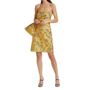 Lela Rose Sunflower Metallic Jacquard Minidress Size 8 $1690